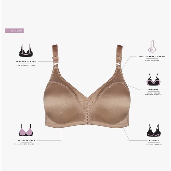 NWT Bali Women's Double Support Wireless Bra,Comfortsoft Wirefree Bra,Df3820 - Picture 4 of 8